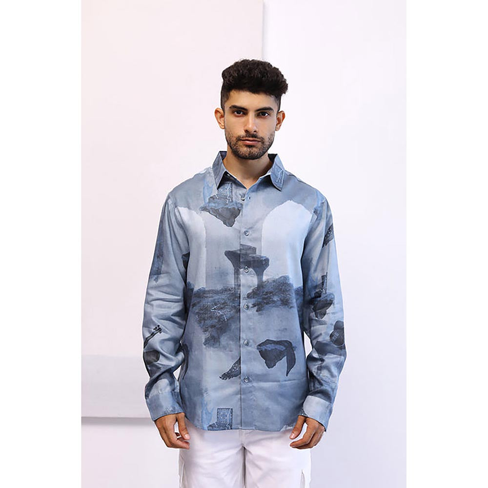 No Grey Area Blue Surrealist Tonal Shirt