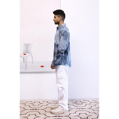No Grey Area Blue Surrealist Tonal Shirt