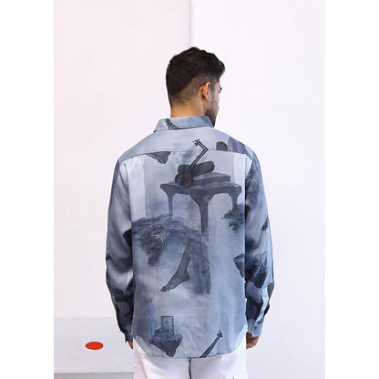 No Grey Area Blue Surrealist Tonal Shirt