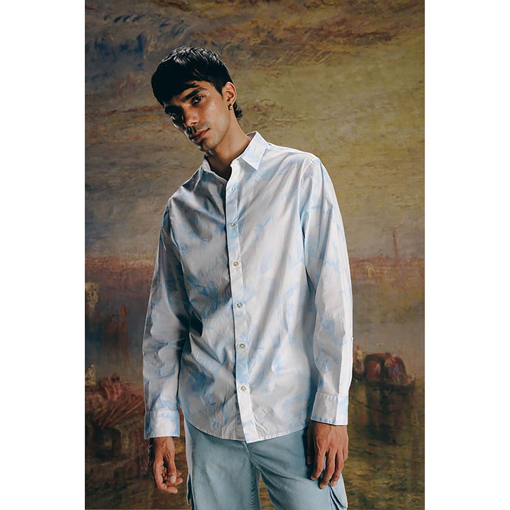 No Grey Area White Vintage Haveli Sprayed Shirt
