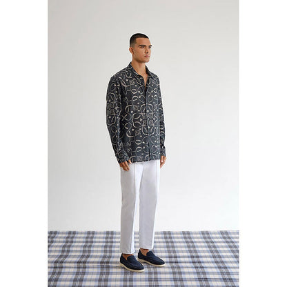 No Grey Area Black Monochrome Jali Shirt