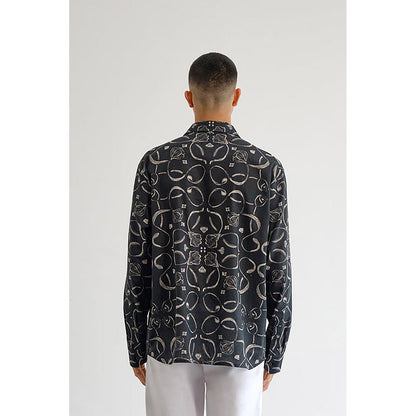 No Grey Area Black Monochrome Jali Shirt