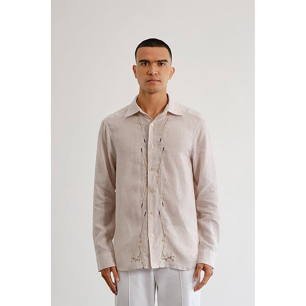 No Grey Area Beige Polo Bloom Shirt