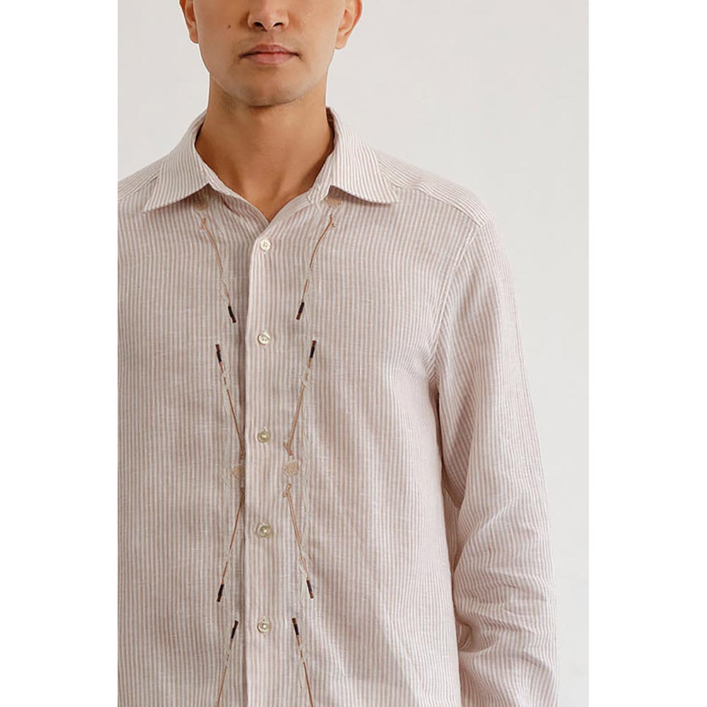 No Grey Area Beige Polo Bloom Shirt