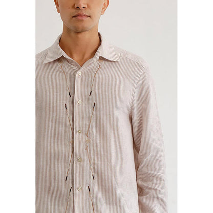 No Grey Area Beige Polo Bloom Shirt