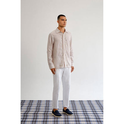 No Grey Area Beige Polo Bloom Shirt