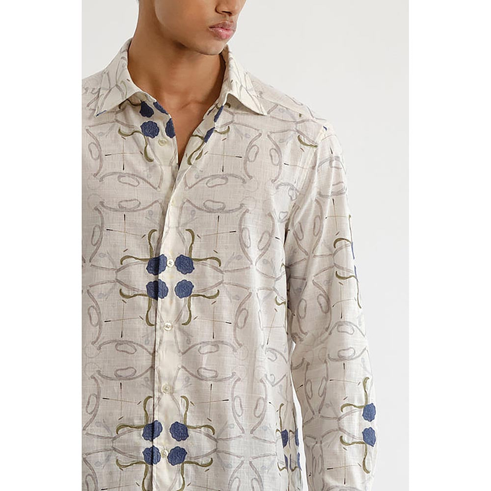 No Grey Area Off White Polo Jali Shirt