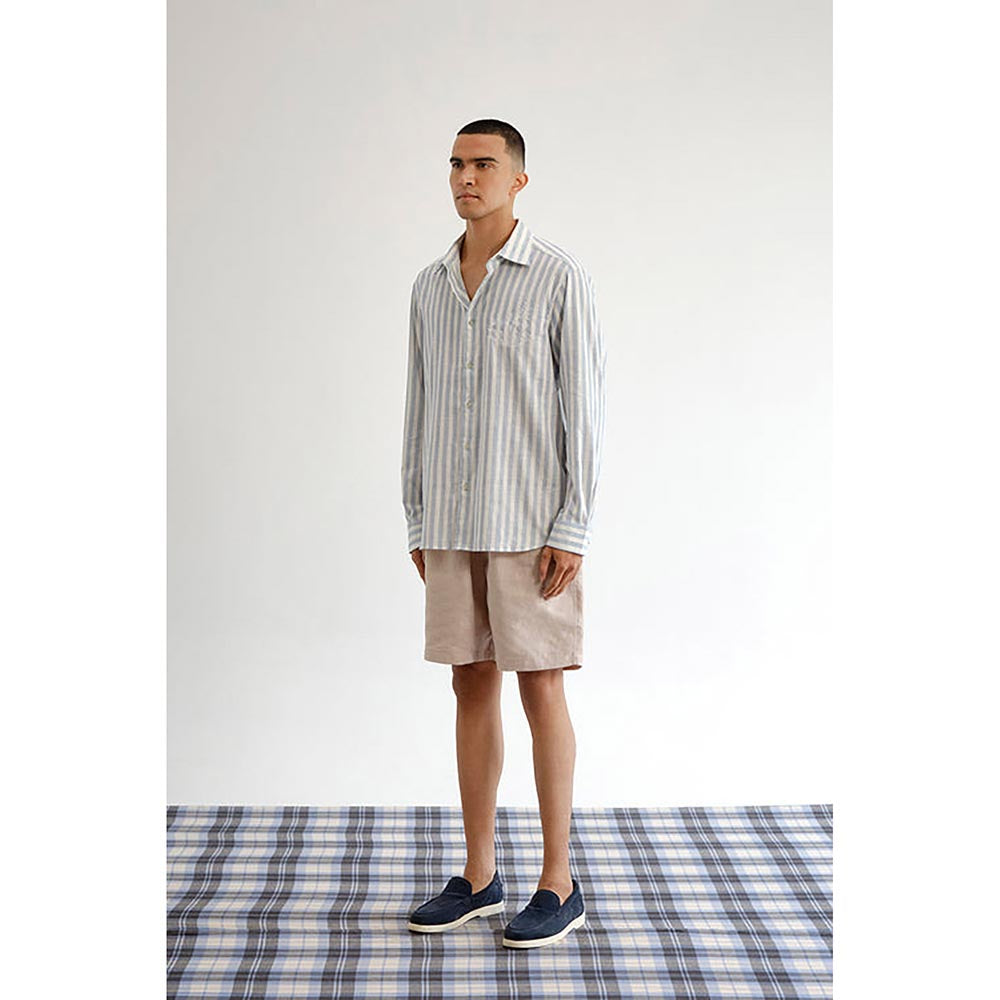 No Grey Area Blue Botanical Horse Stripes Shirt