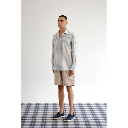 No Grey Area Blue Botanical Horse Stripes Shirt