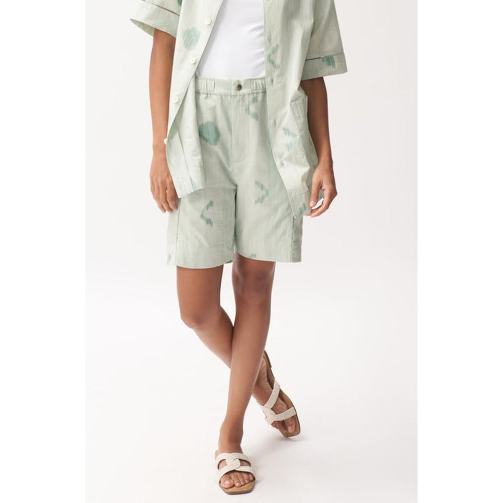 No Grey Area Green Ikat Moon Shorts