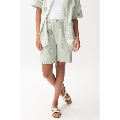 No Grey Area Green Ikat Moon Shorts