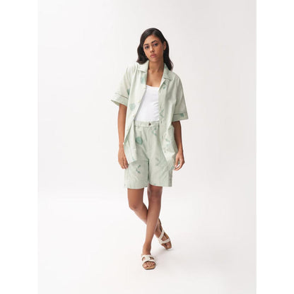 No Grey Area Green Ikat Moon Shorts