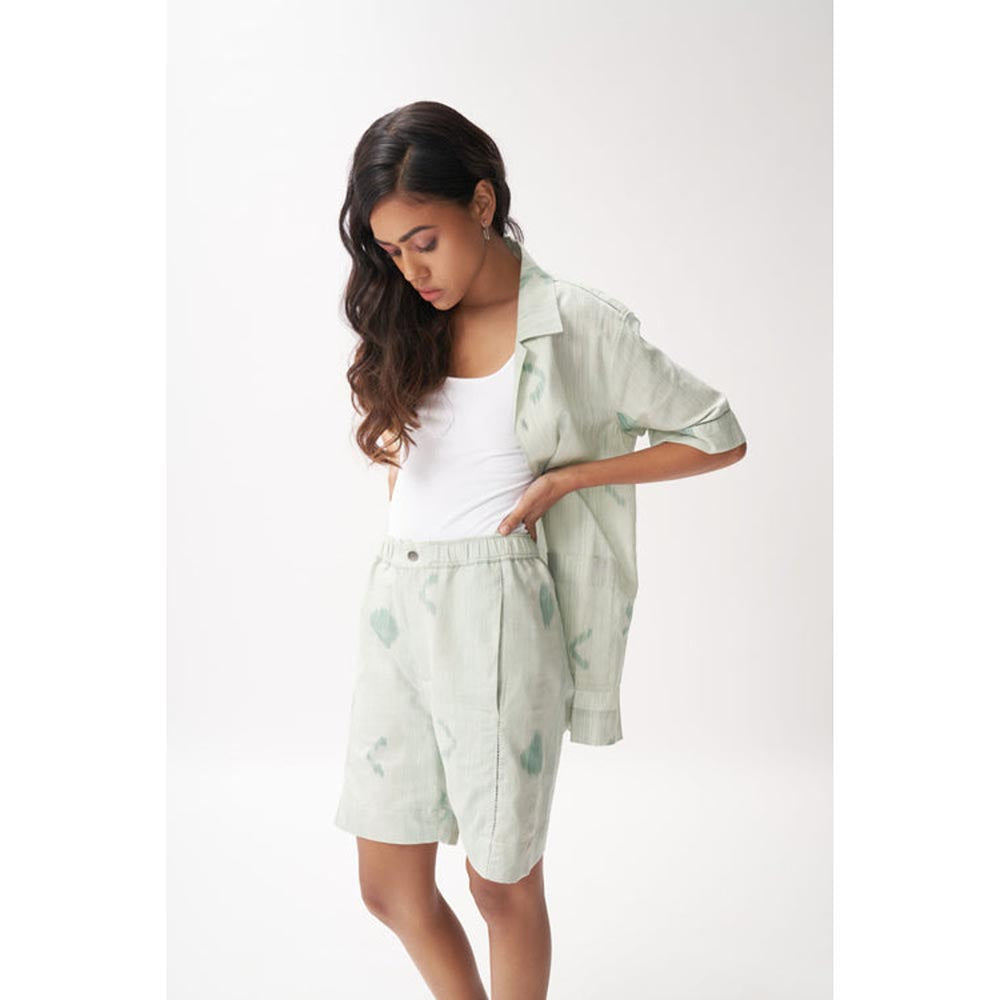 No Grey Area Green Ikat Moon Shorts
