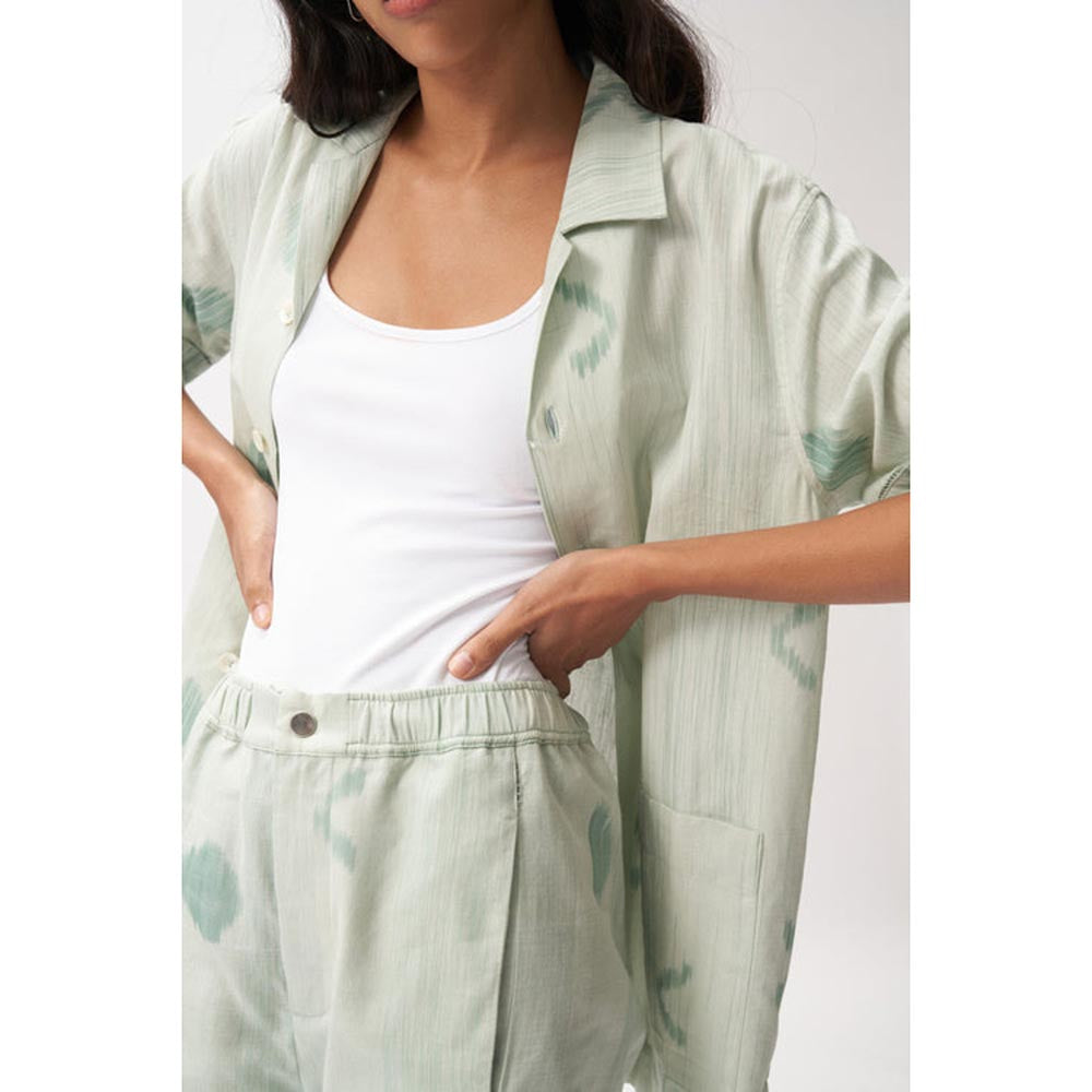 No Grey Area Green Ikat Moon Shorts