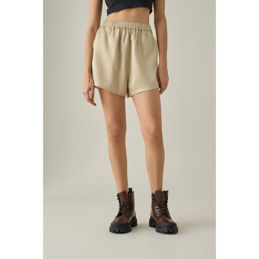 No Grey Area Beige Cupro Shorts