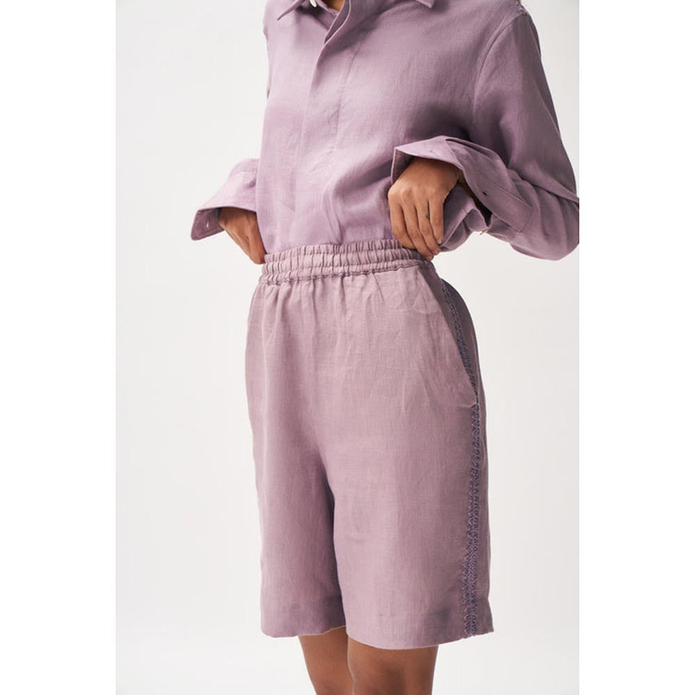 No Grey Area Lavender Linen Shorts