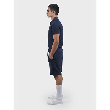 No Grey Area Navy Blue Grey Area Gunmetal Buckle Shorts