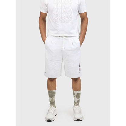 No Grey Area White Stay Confined Appliqued French Terry Shorts