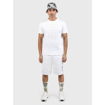 No Grey Area White Stay Confined Appliqued French Terry Shorts