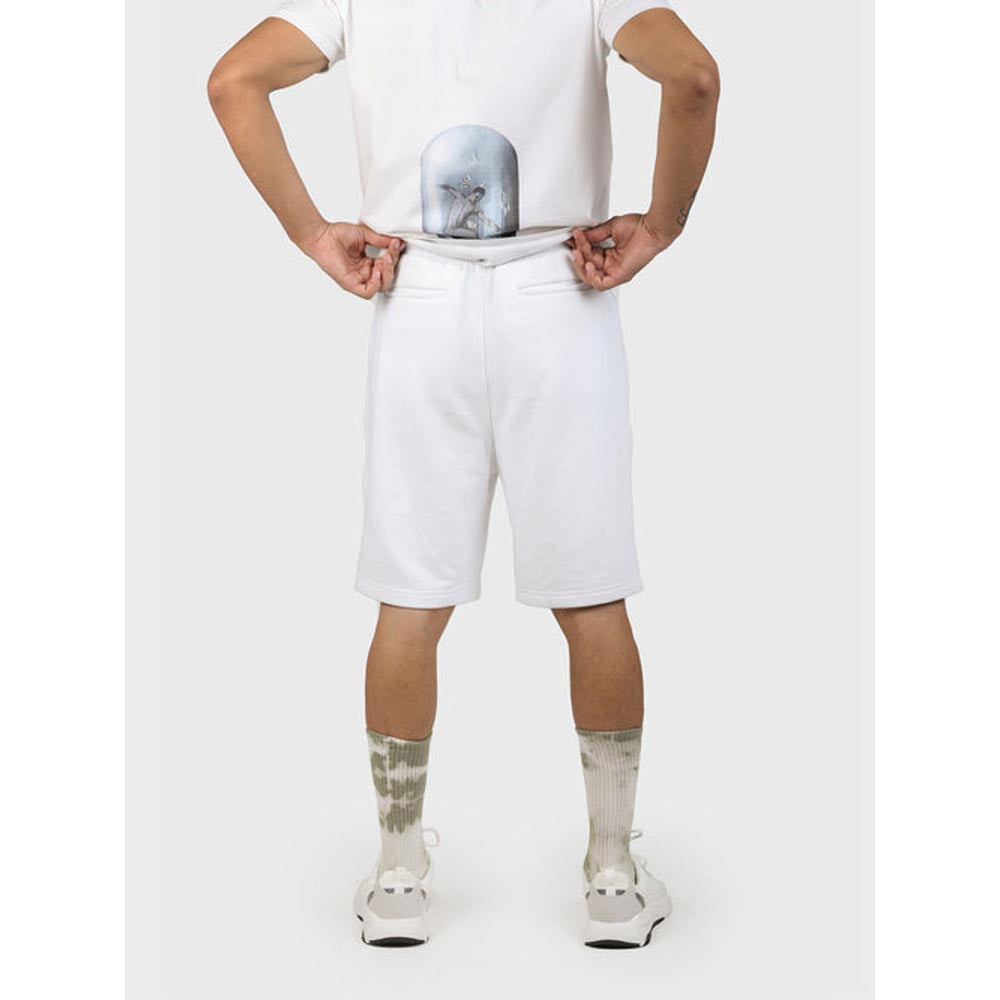 No Grey Area White Stay Confined Appliqued French Terry Shorts