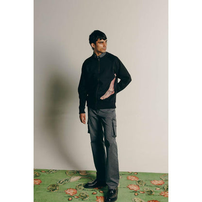 No Grey Area Black Payal Fleece Bomber