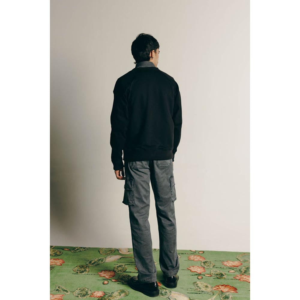 No Grey Area Black Payal Fleece Bomber