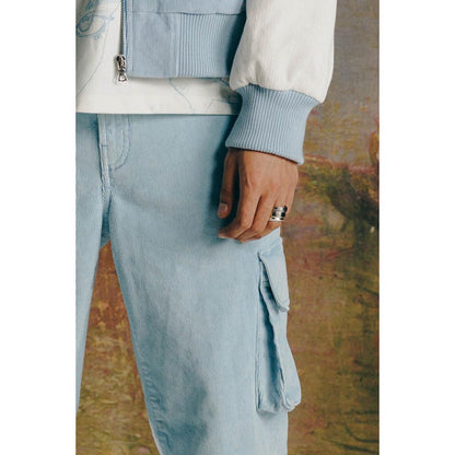 No Grey Area Blue Corduroy Cargo Pants Sky