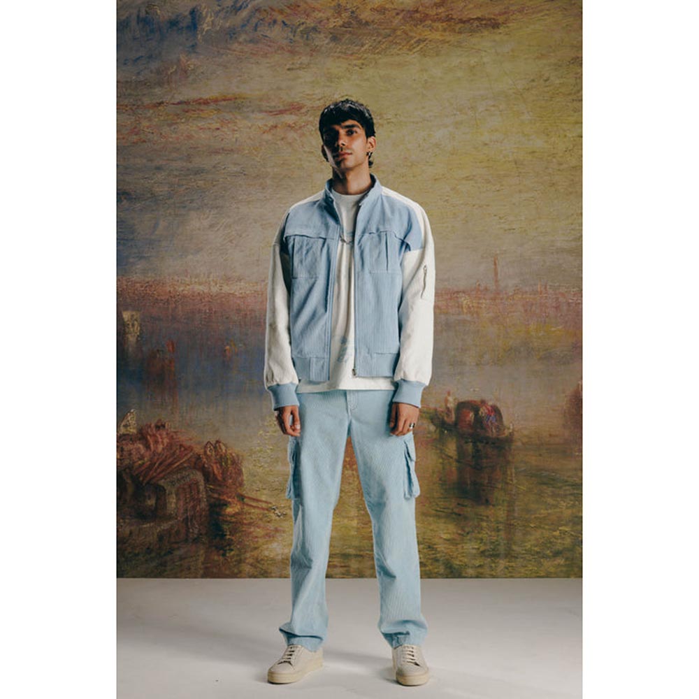No Grey Area Blue Corduroy Cargo Pants Sky