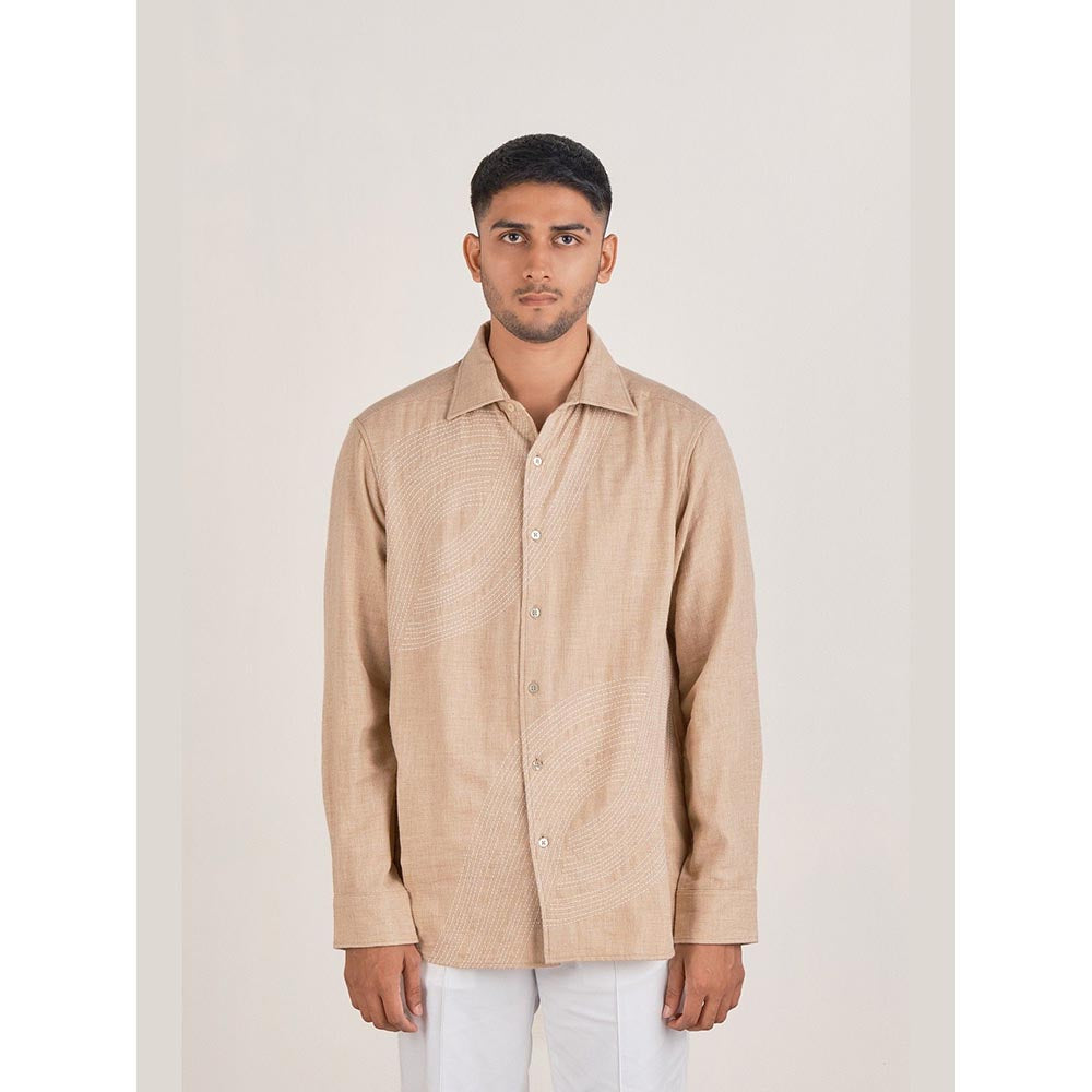 No Grey Area Beige Deco Wave Shirt