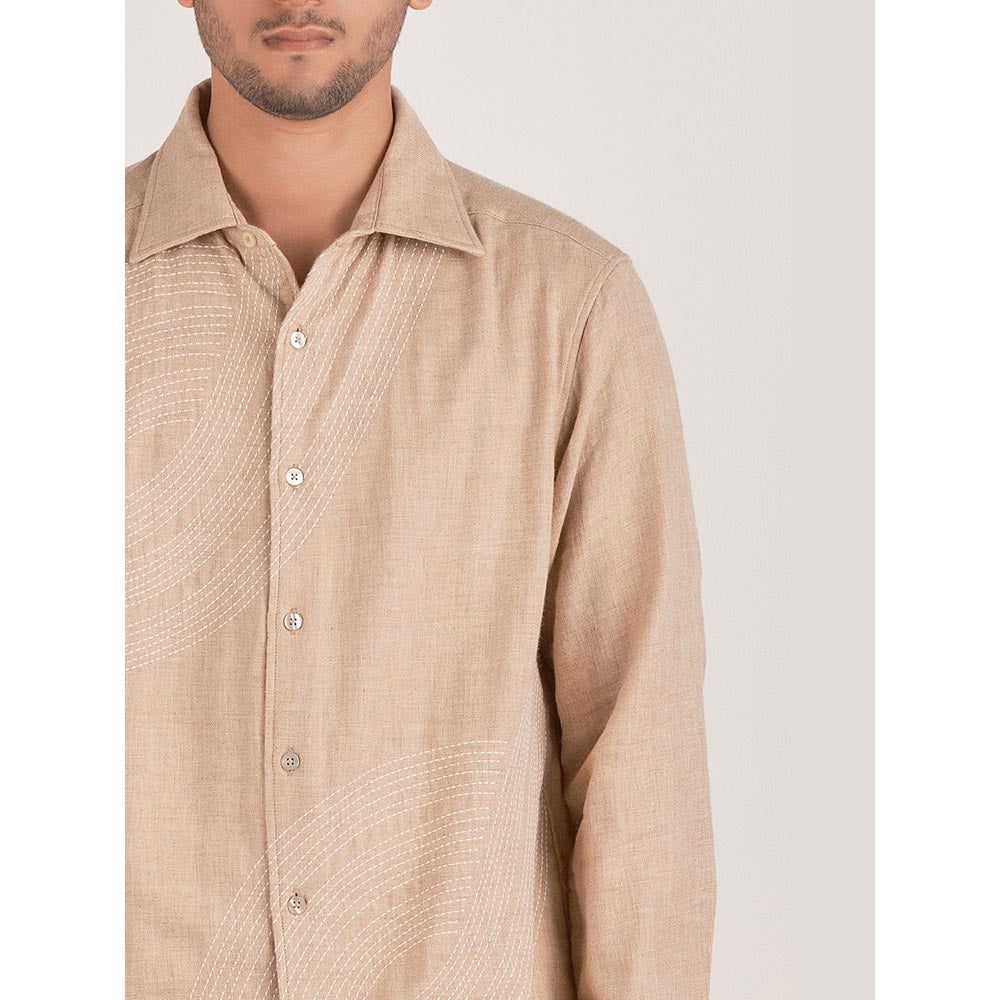 No Grey Area Beige Deco Wave Shirt