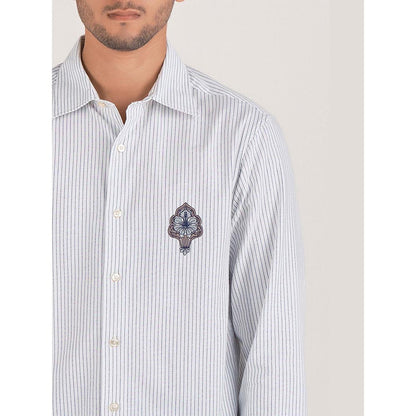 No Grey Area Blue Deco Kolam Stripe Shirt
