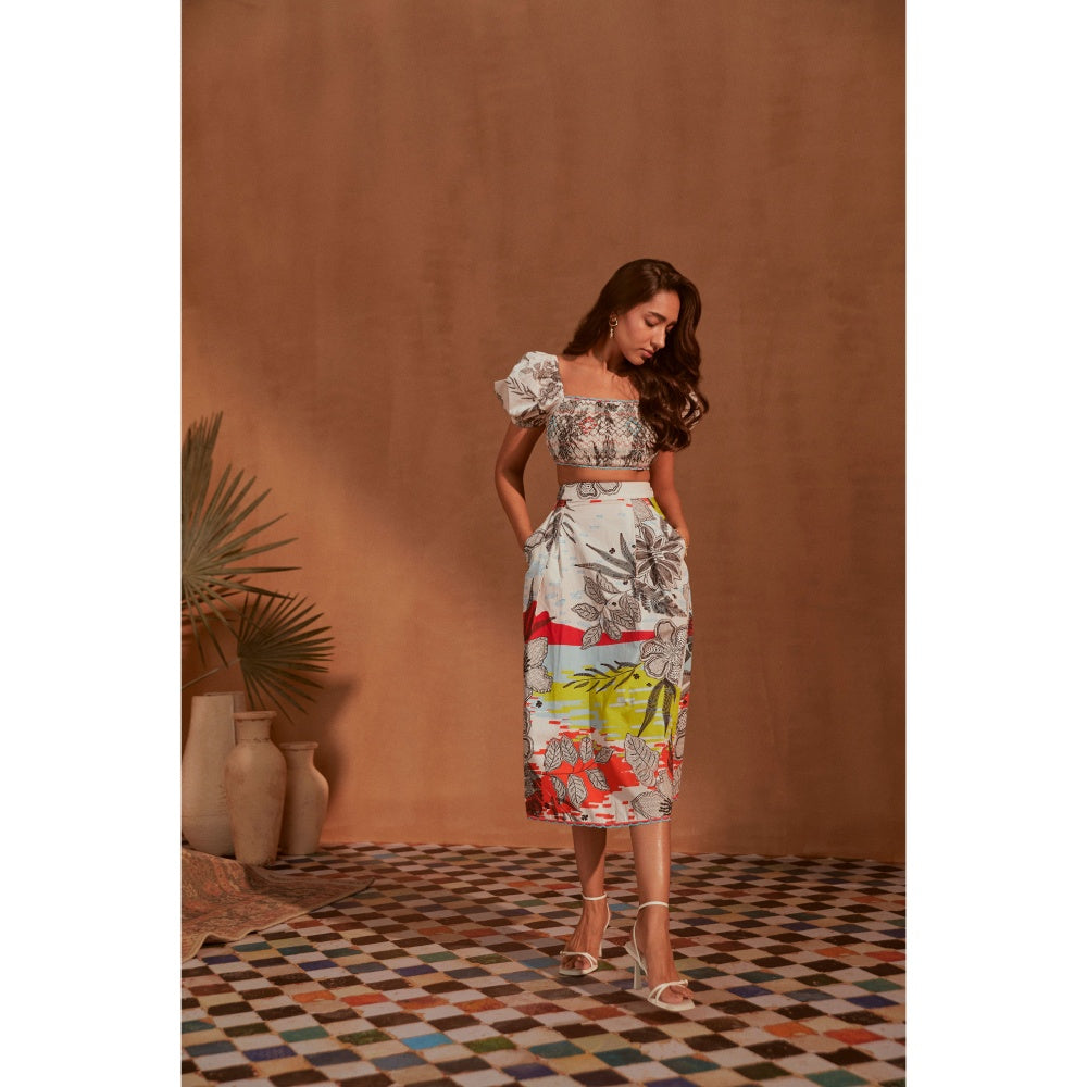 NOIB Zoe Beach Splash Crop Top and Skirt (Set of 2)