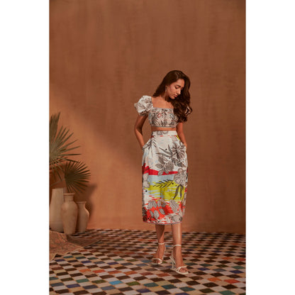 NOIB Zoe Beach Splash Crop Top and Skirt (Set of 2)