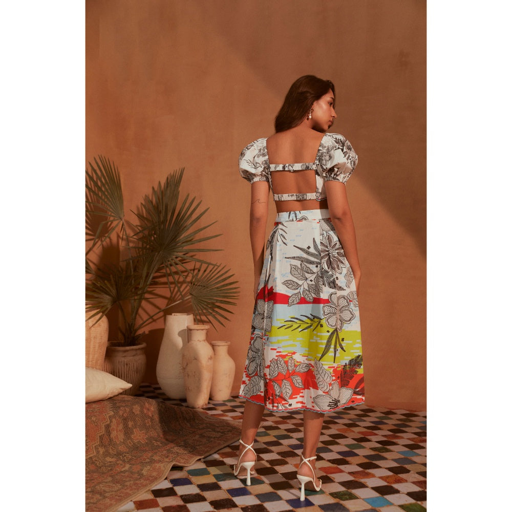 NOIB Zoe Beach Splash Crop Top and Skirt (Set of 2)