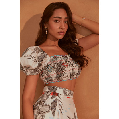 NOIB Zoe Beach Splash Crop Top and Skirt (Set of 2)