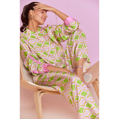 NOIB Green Thais Printed Pant