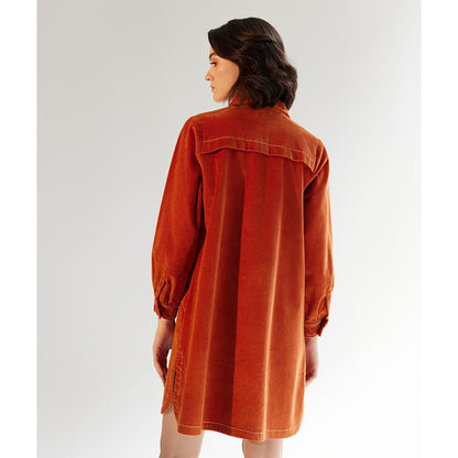 NOIB Thais Amber Orange Solid Mini Dress