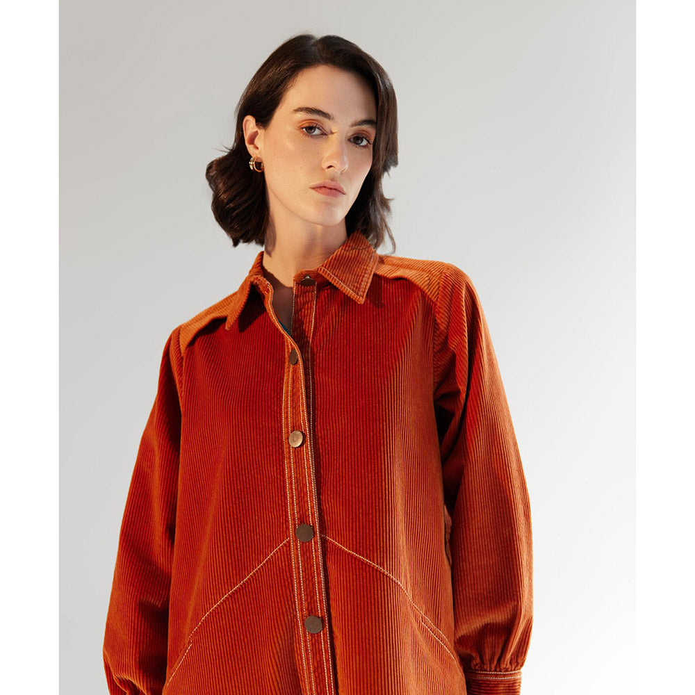 NOIB Thais Amber Orange Solid Mini Dress
