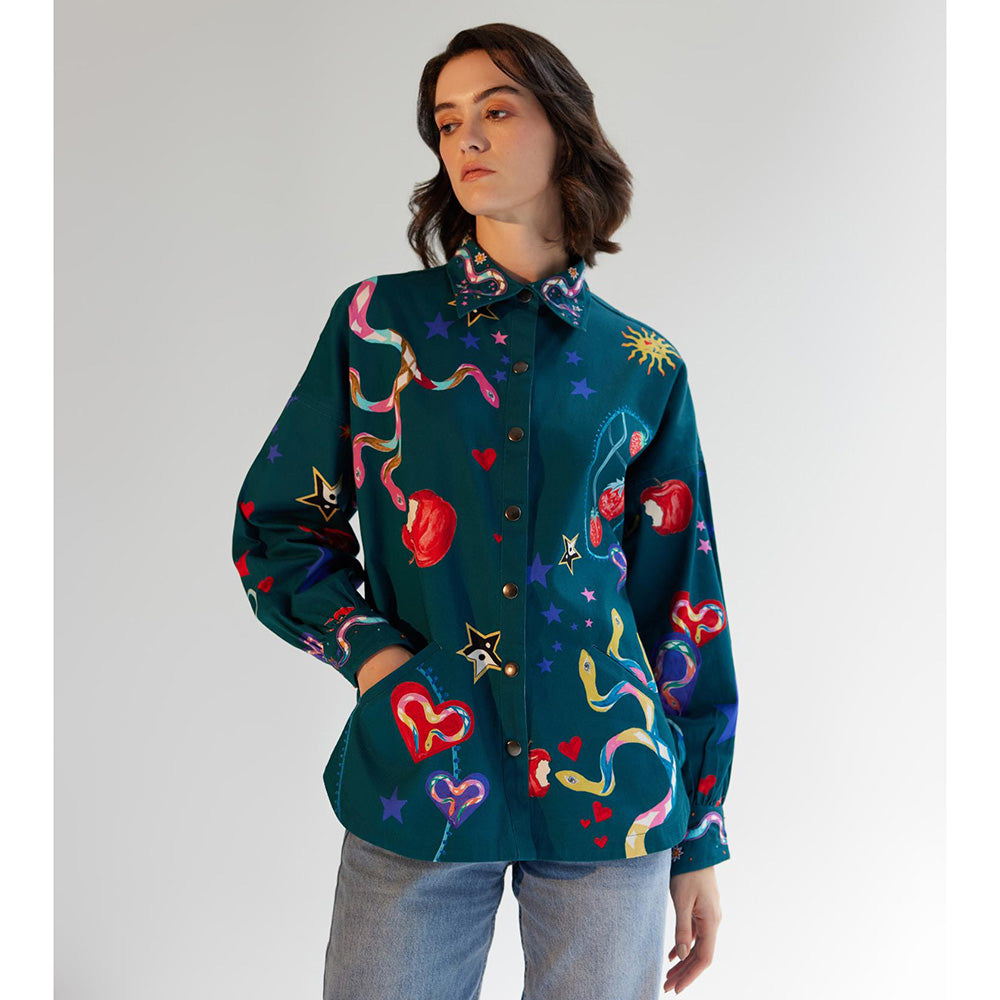 NOIB Xena Overshirt Garden Of Eden Printed Shirt