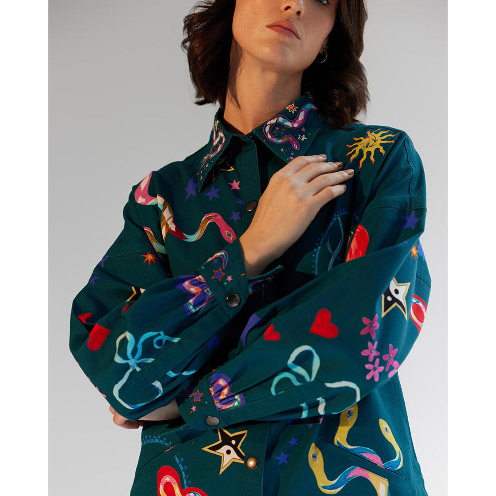 NOIB Xena Overshirt Garden Of Eden Printed Shirt