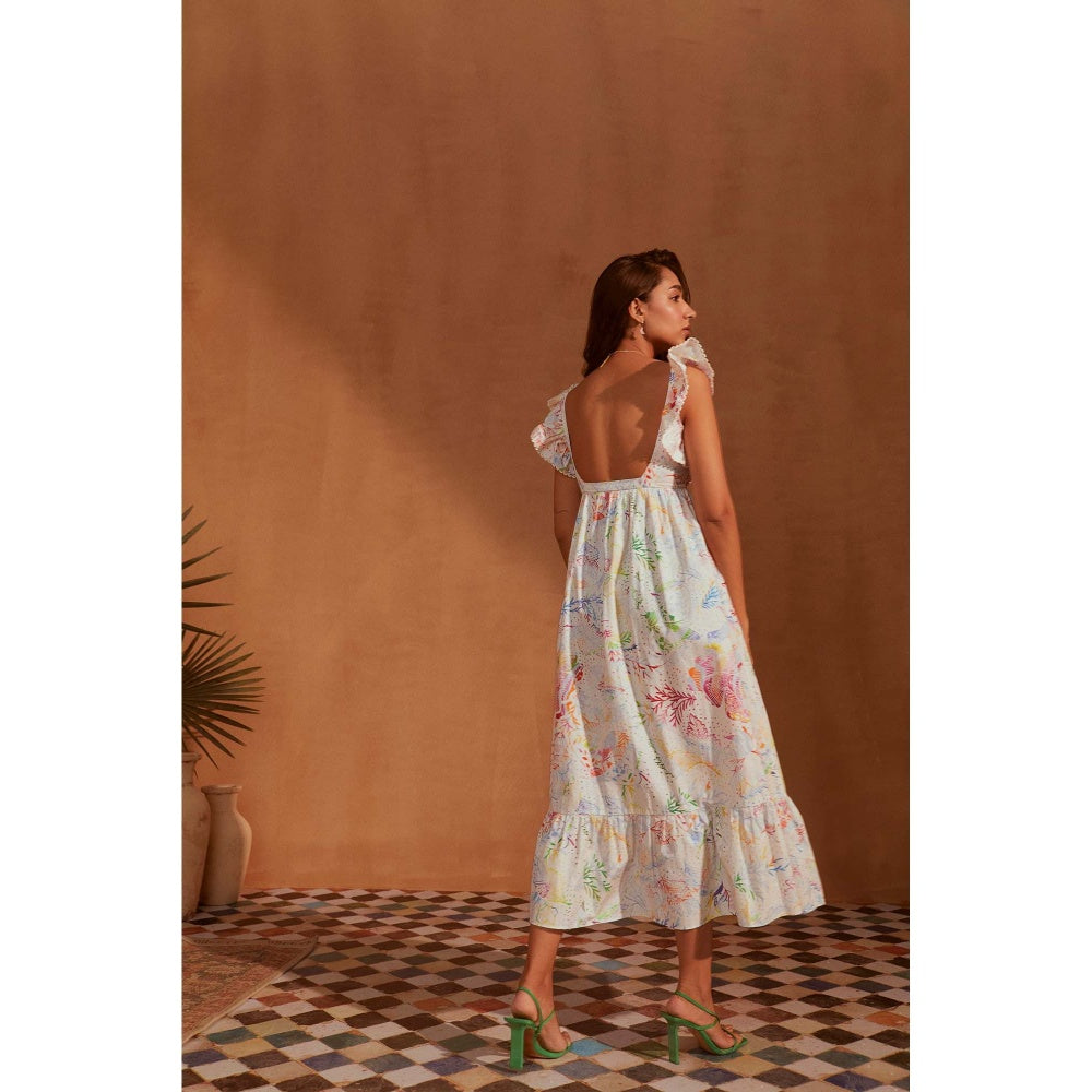 NOIB White Elora Midi Dress - Butterfly Effect