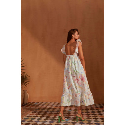 NOIB White Elora Midi Dress - Butterfly Effect
