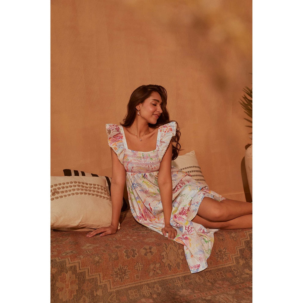 NOIB White Elora Midi Dress - Butterfly Effect