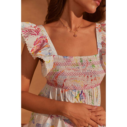 NOIB White Elora Midi Dress - Butterfly Effect