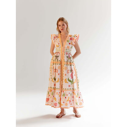 NOIB Estella Midi Dress - Seashell -White