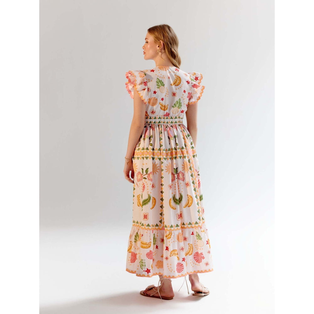 NOIB Estella Midi Dress - Seashell -White