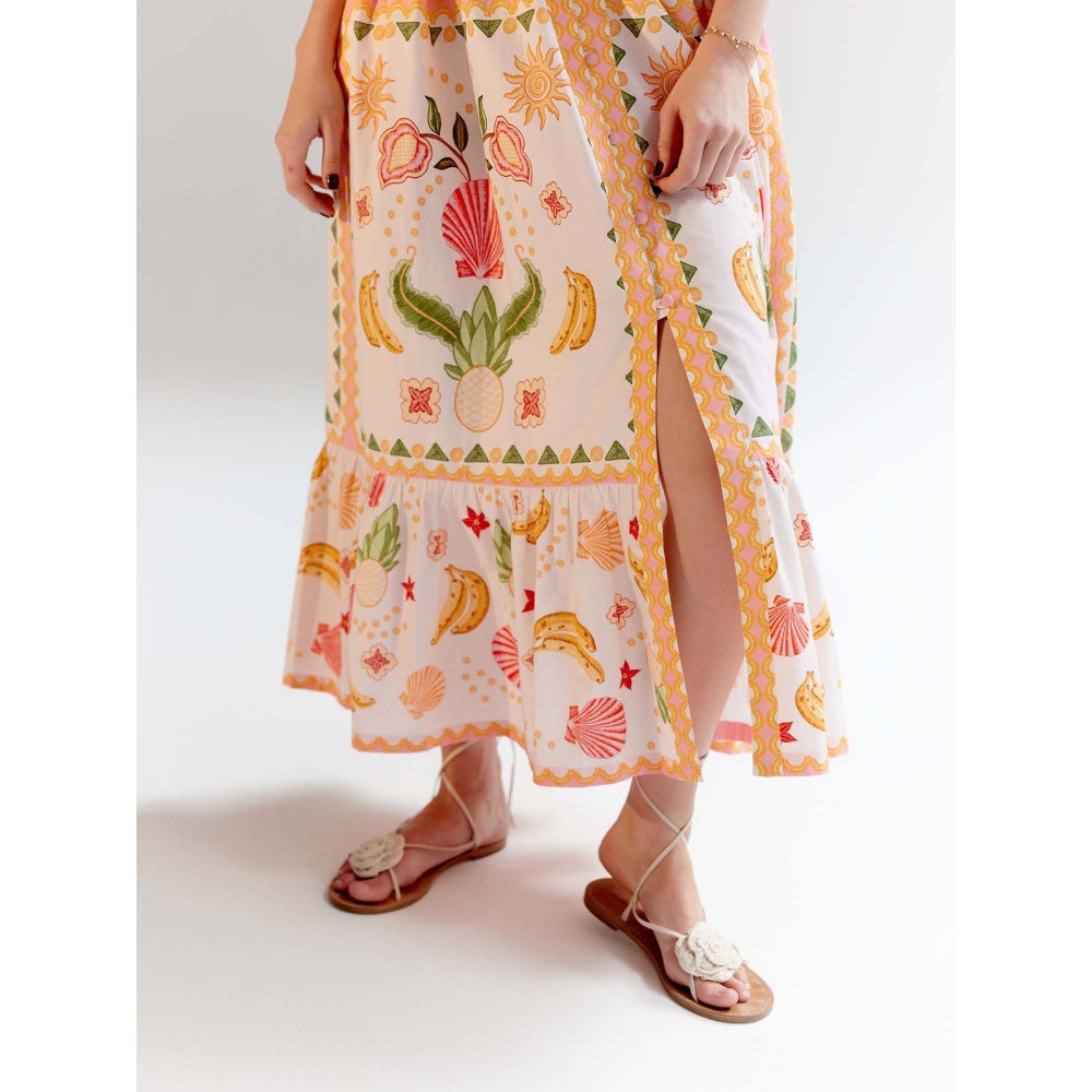 NOIB Estella Midi Dress - Seashell -White