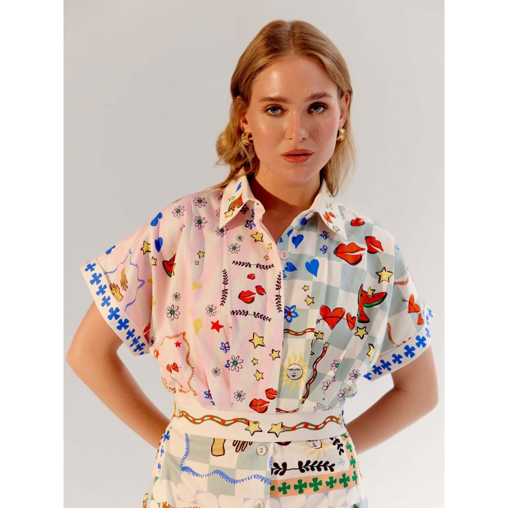 NOIB Multi-Color Midi Dress with Belt - Boardgame (Set of 2)