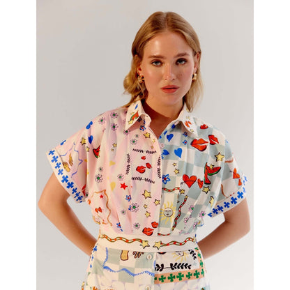 NOIB Multi-Color Midi Dress with Belt - Boardgame (Set of 2)