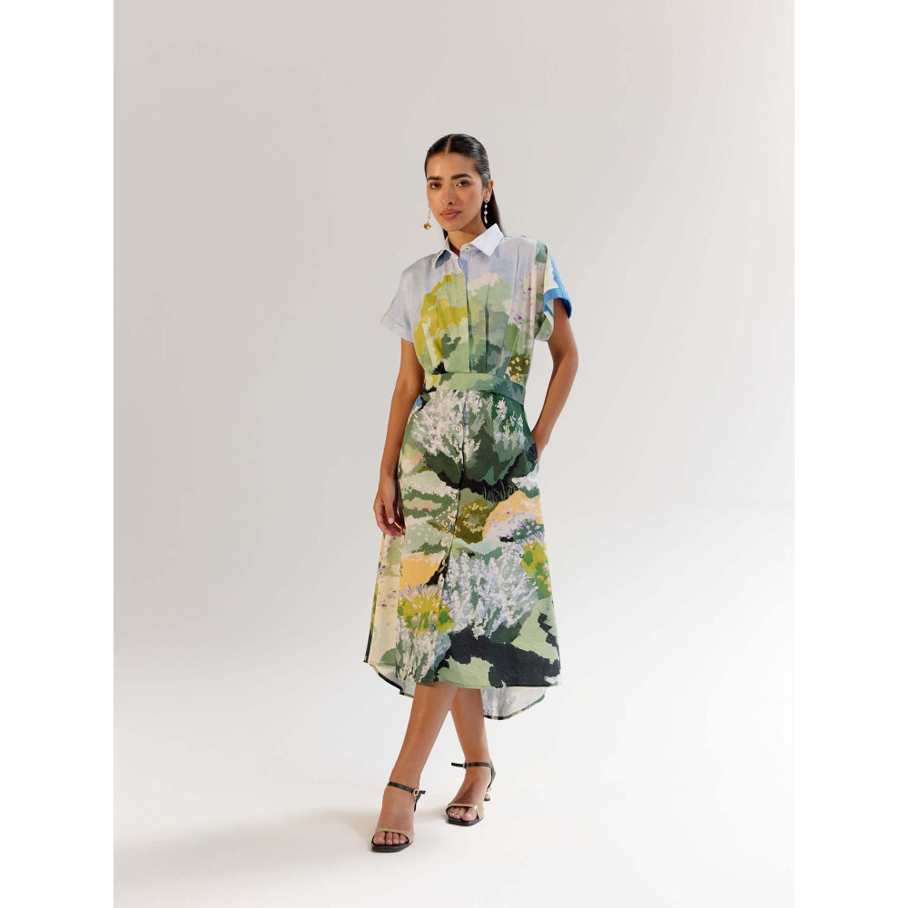 NOIB Multi-Color Midi Dress with Belt - Forest (Set of 2)